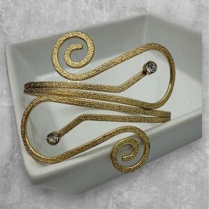 Vintage-Inspired Armlet- Upper Arm Cuff- Spiral Rhinestone Accents Y2K